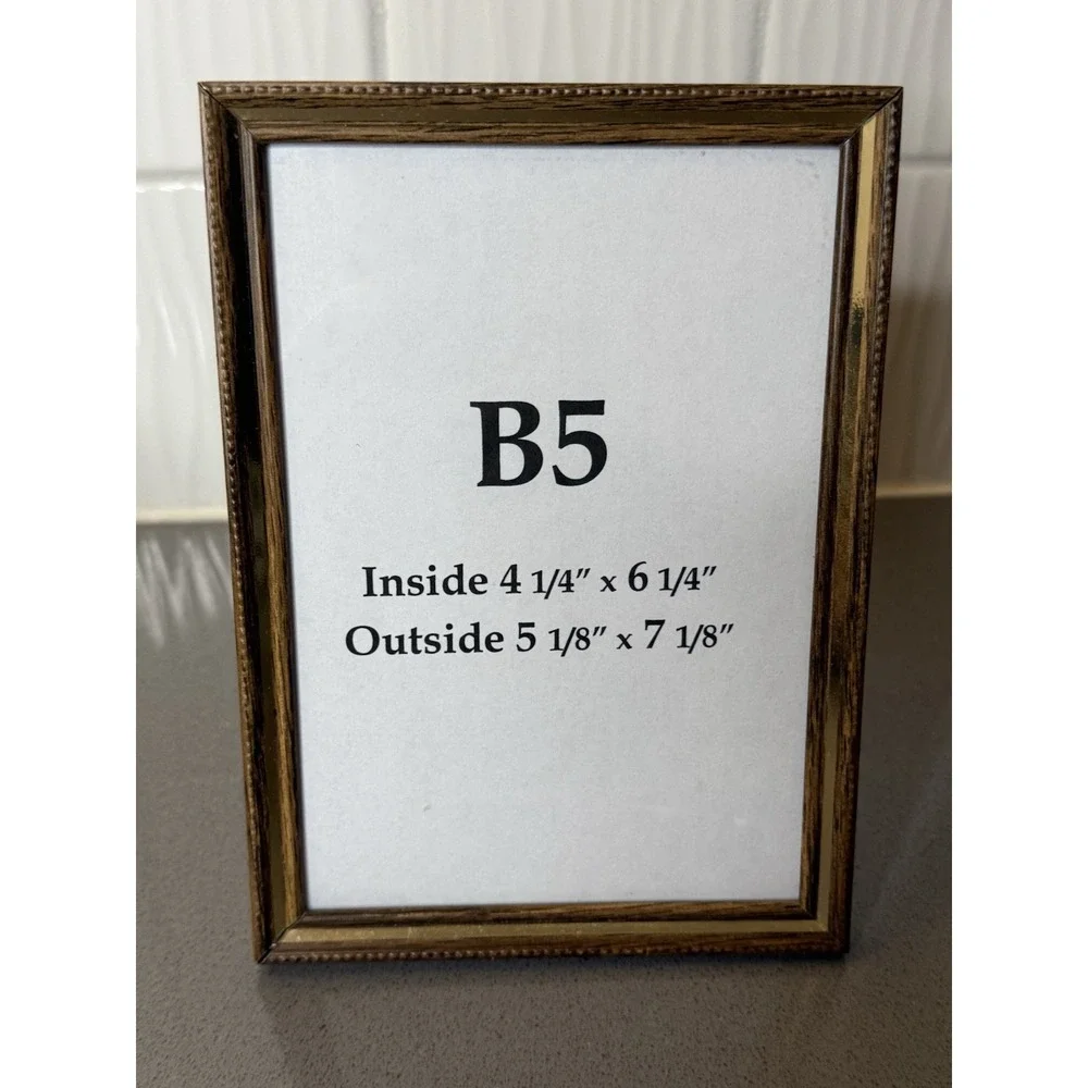 Lot of 3 Vintage MCM Brass Metal Picture Frame Gold Tone 6x8, 5x7 & 4x5 Outside